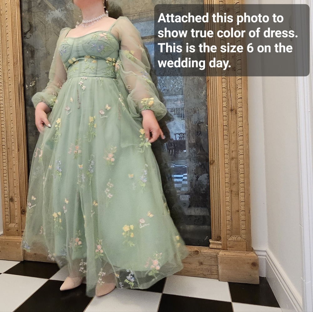 *Brand new! Puffy sleeve flower embroidery gown